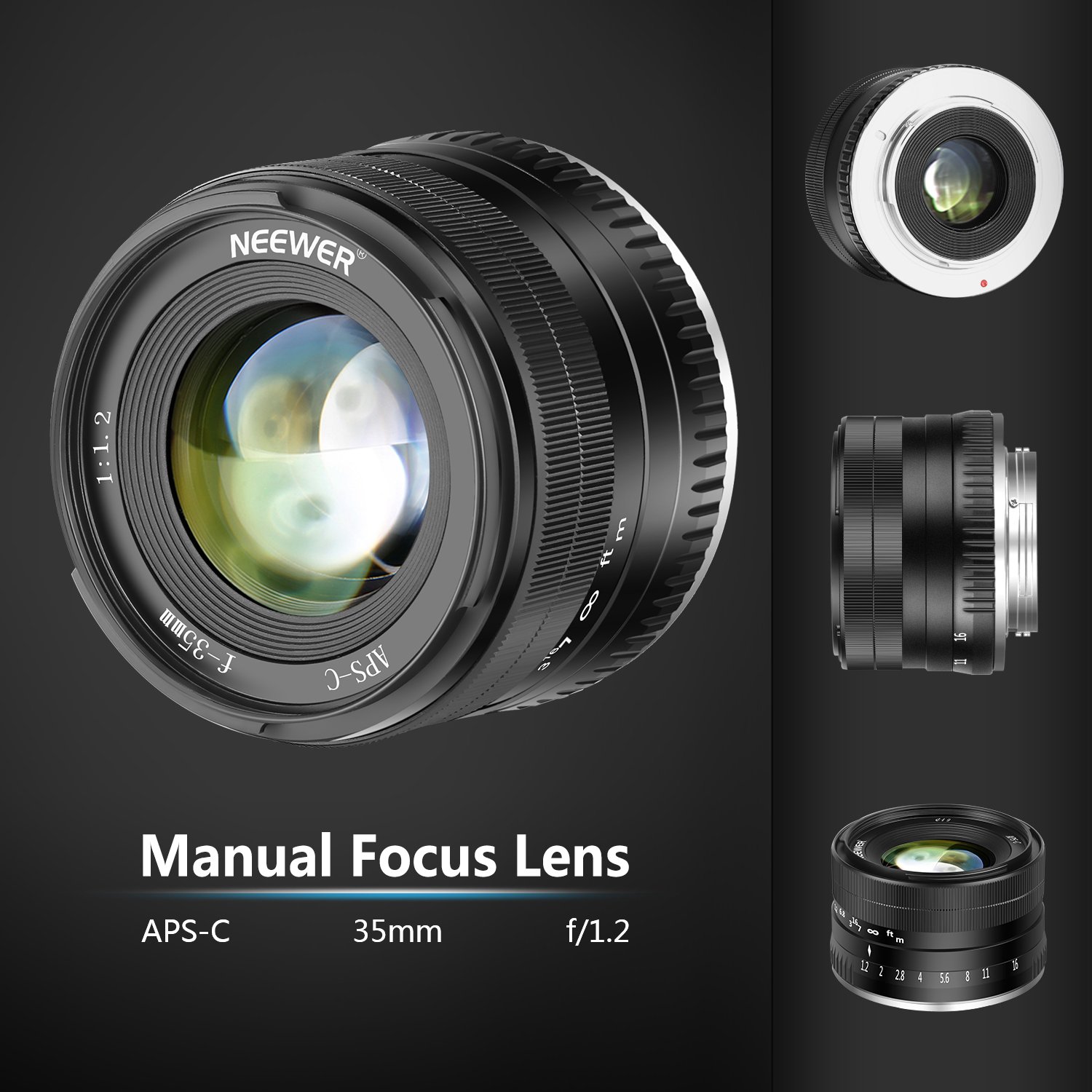 Amazon.co.jp: Neewer 35mm F1.2 Large Aperture Prime APS-C Aluminum