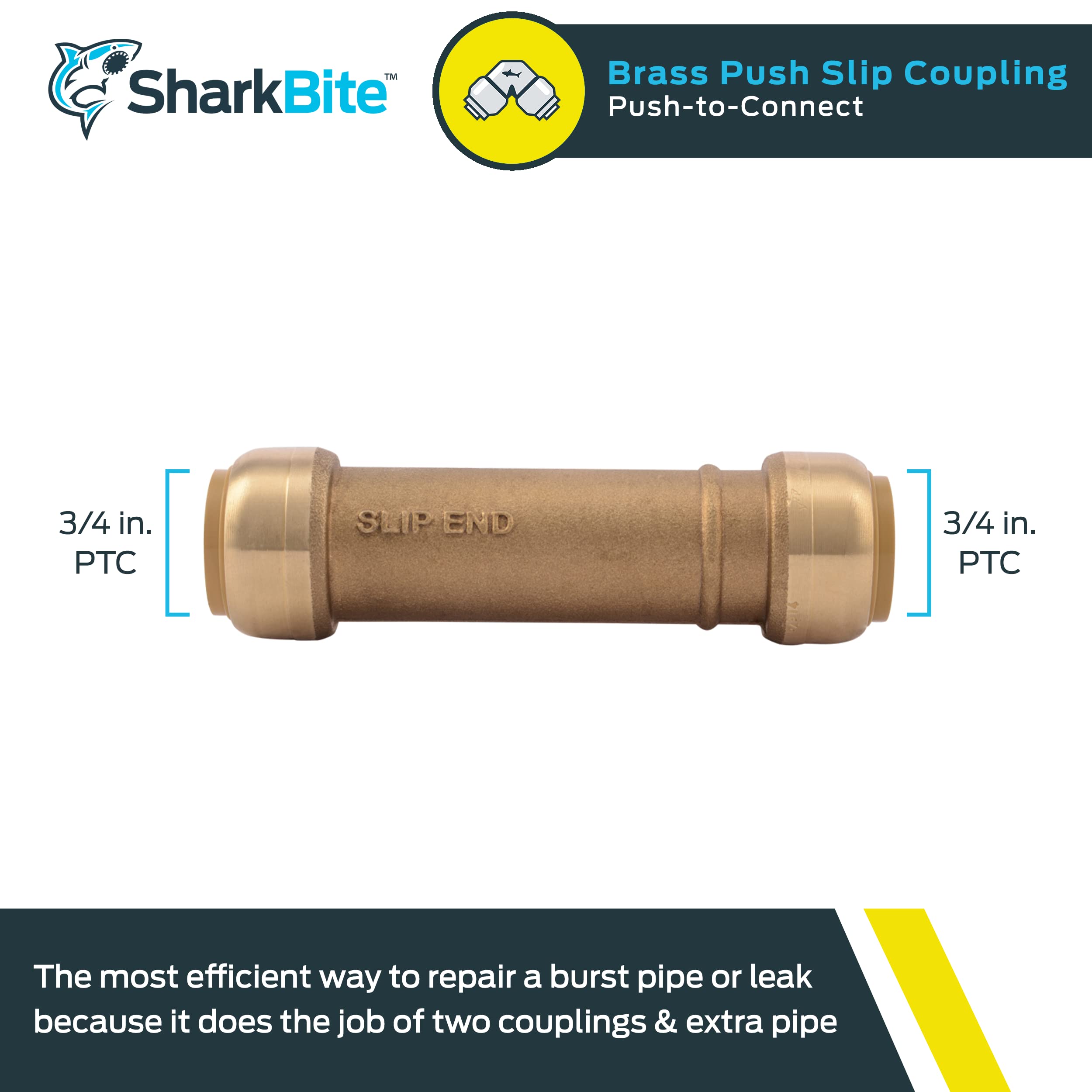 Amazon.com: SharkBite 3/4 Inch Slip Coupling, Push to Connect