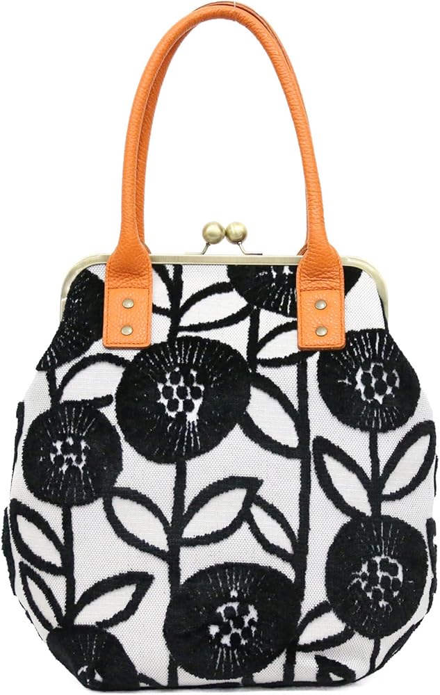 Amazon | がま口 ジャカード ゴブラン 本革 A4対応 おおきめトート