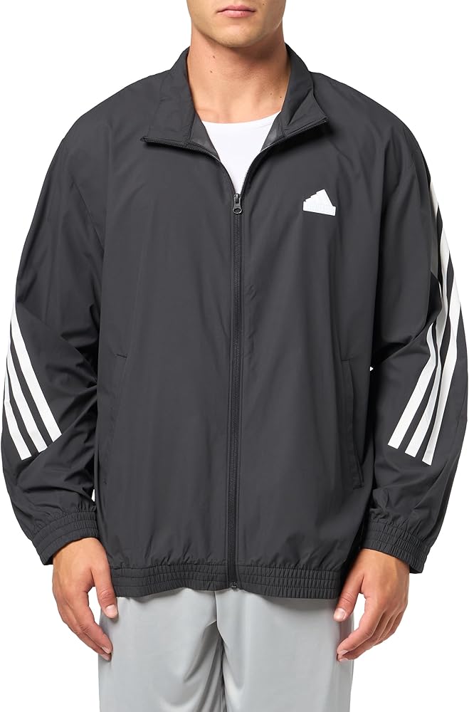 adidas Men's Future Icons Three Stripes Woven Track Top, Black