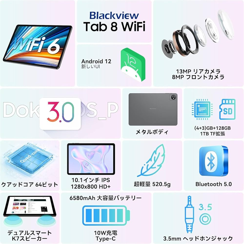 Amazon.co.jp: Blackview Tab8WiFi タブレット 10.1インチ Wi-Fiモデル