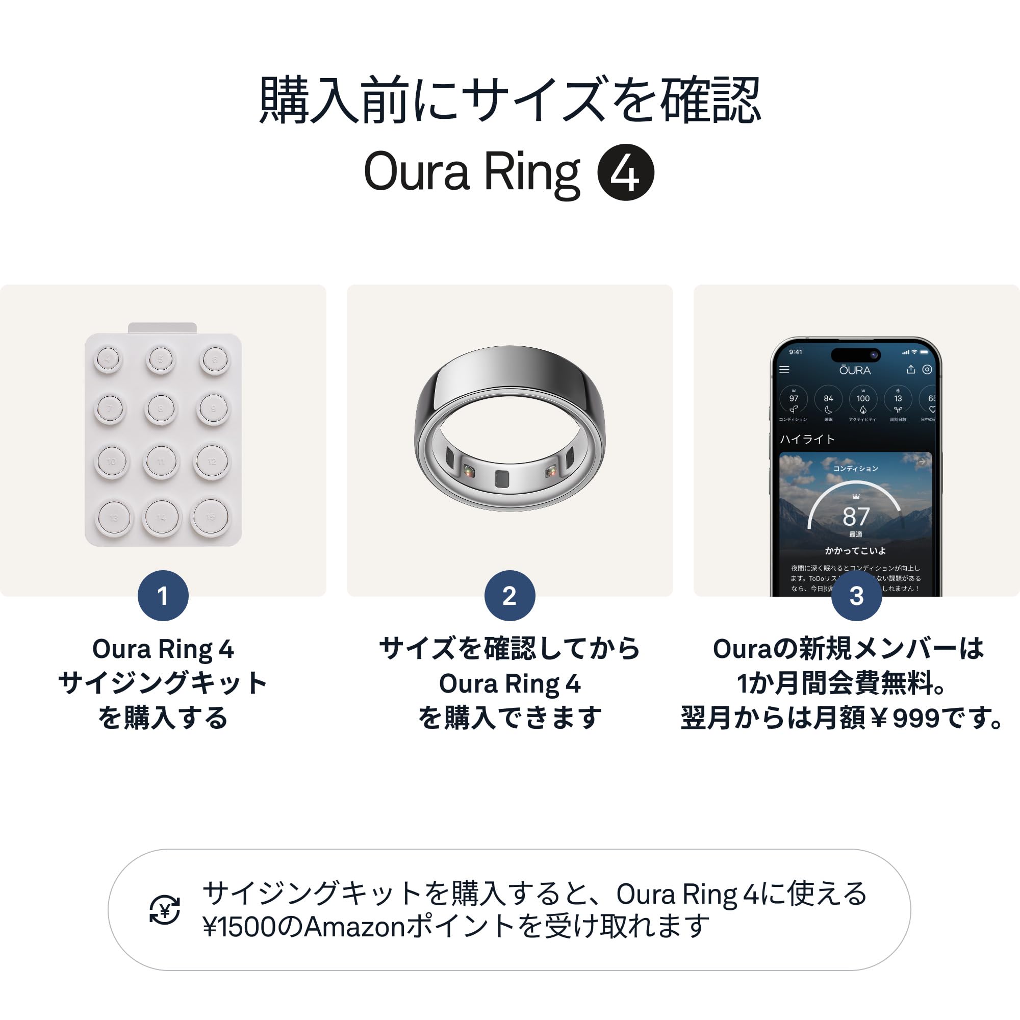 Amazon.co.jp: Oura Ring 第4世代 スマートリング – シルバー – サイズ