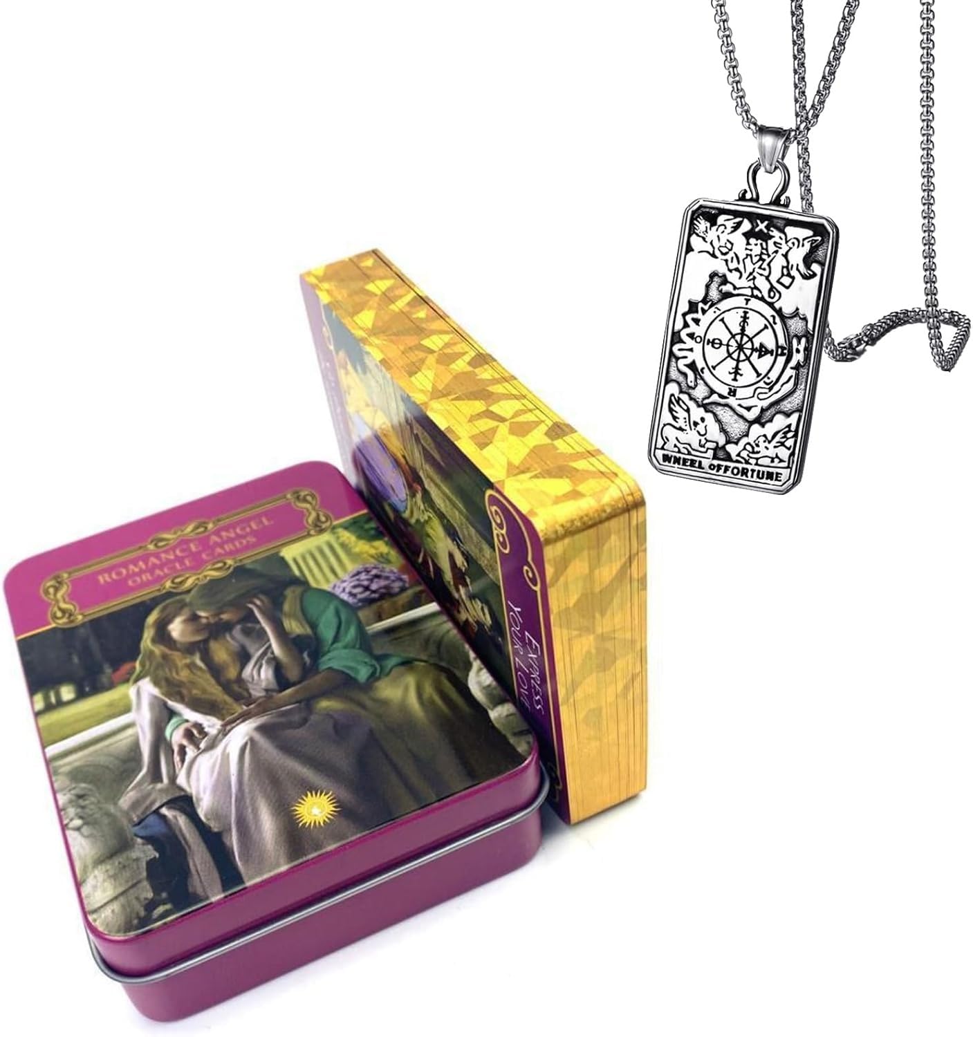 Amazon.co.jp: ロマンスエンジェルオラクルカード-メタル缶の初心者の