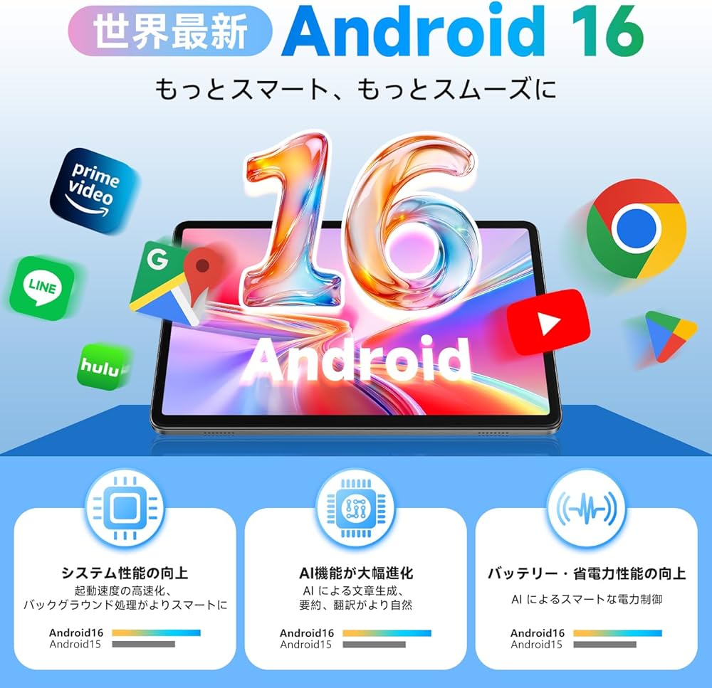 Amazon.co.jp: タブレット 大画面 10.1インチ 【Android 16 世界最新OS