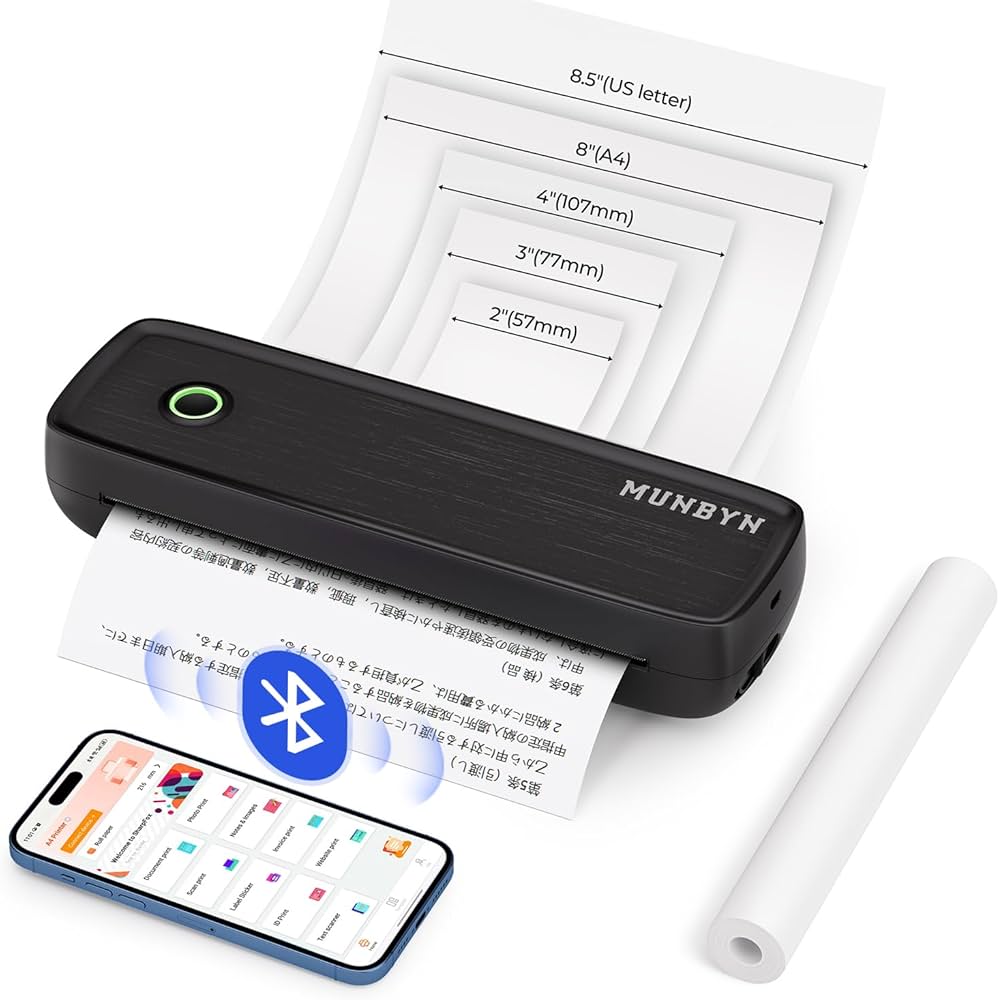 Amazon.co.jp: MUNBYN モバイルプリンター A4 家庭用およびオフィス用