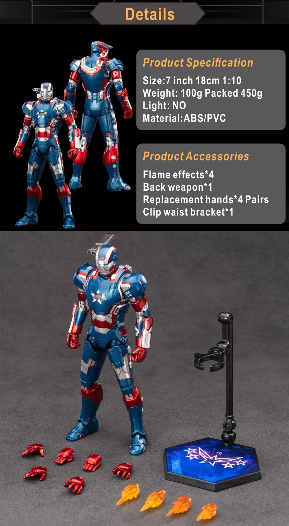 Amazon.co.jp: LonullyMege 7インチ アイアンパトリオット アクション