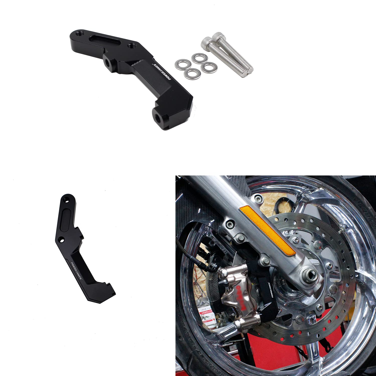 Amazon | POWERJAMES ブラック フロントブレーキローター キャリパー