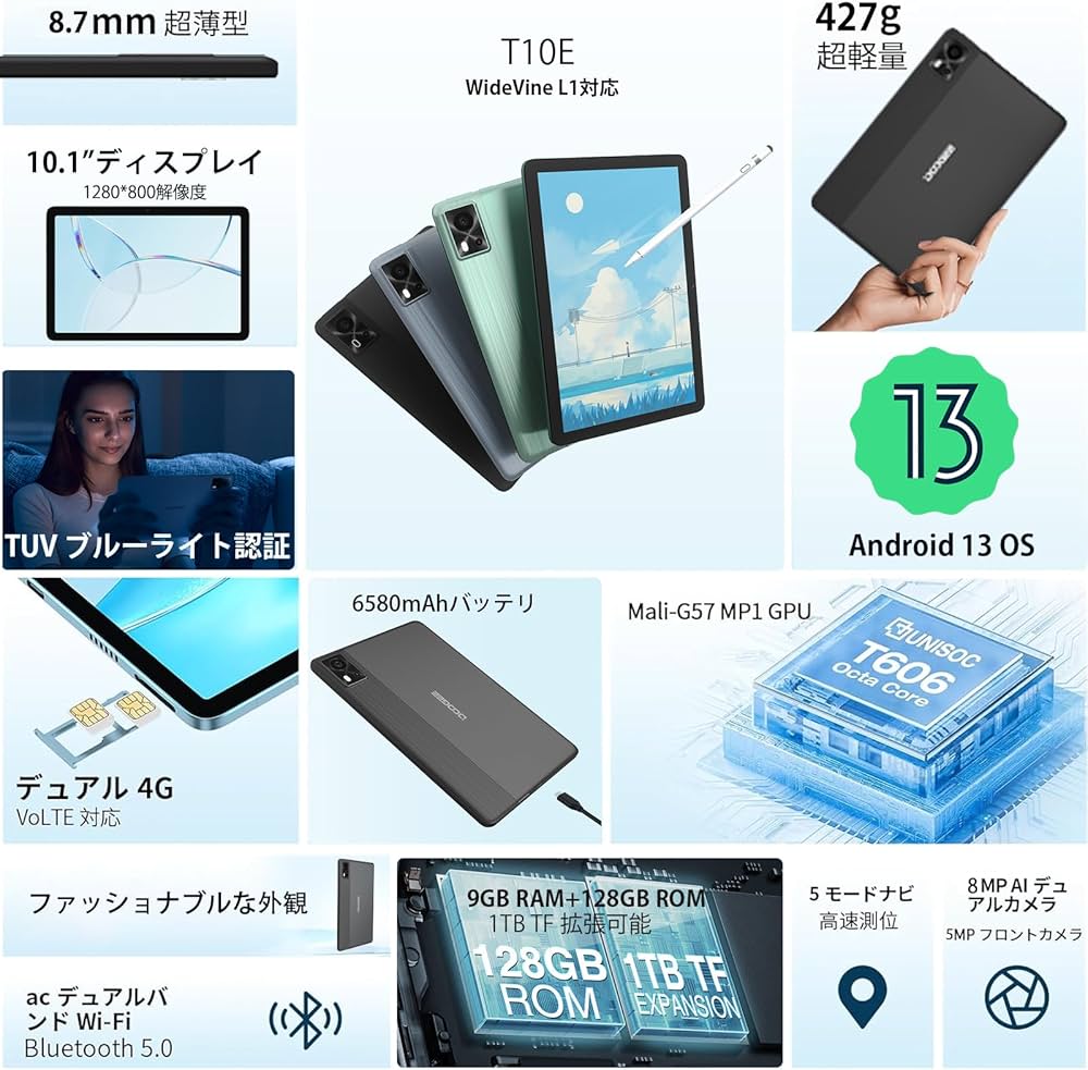 Amazon.co.jp: 【Android 13 タブレット初発売】DOOGEE T10E