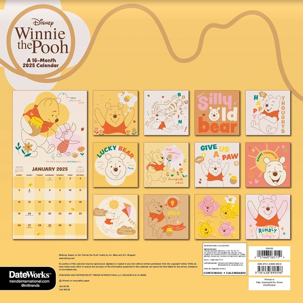 2025 Disney Winnie The Pooh Wall Calendar: Trends International