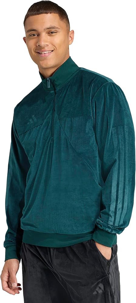 adidas Men's House Of Tiro Velour Half-Zip Track Top, Aurora Ivy