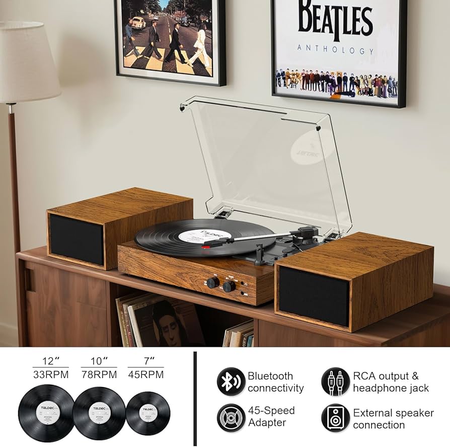 Amazon.com: Vinyl Record Player with External Stereo Speakers