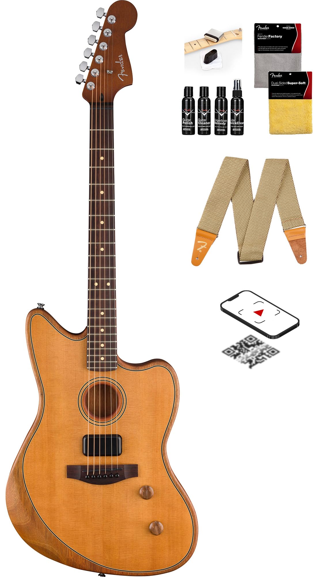 Amazon.com: Fender Acoustasonic Standard Jazzmaster - Aged Natural