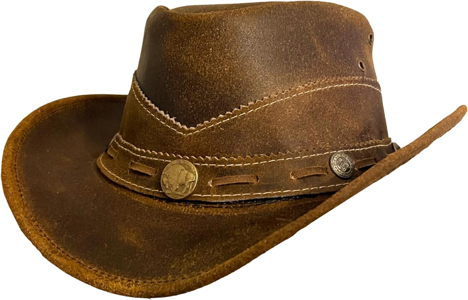 ZEEKSTAR Premium Handcrafted Leather Cowboy Hat with Adjustable