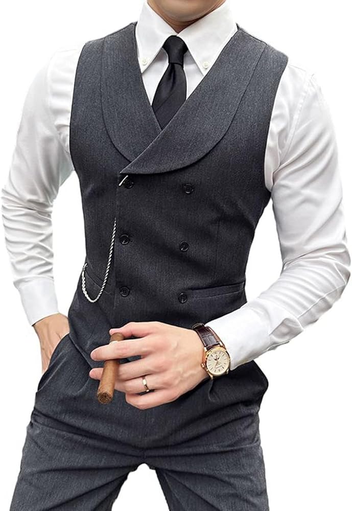 Amazon | [WOOYOO] ベスト メンズ スーツ ベスト チョッキ ダブル