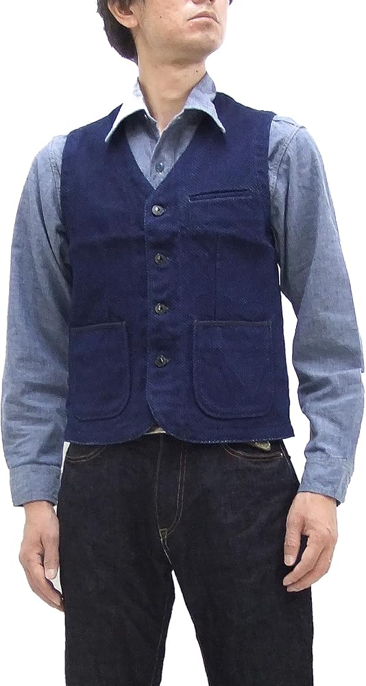 Amazon | (桃太郎ジーンズ) ベスト 04-010 桃太郎JEANS 刺し子ベスト