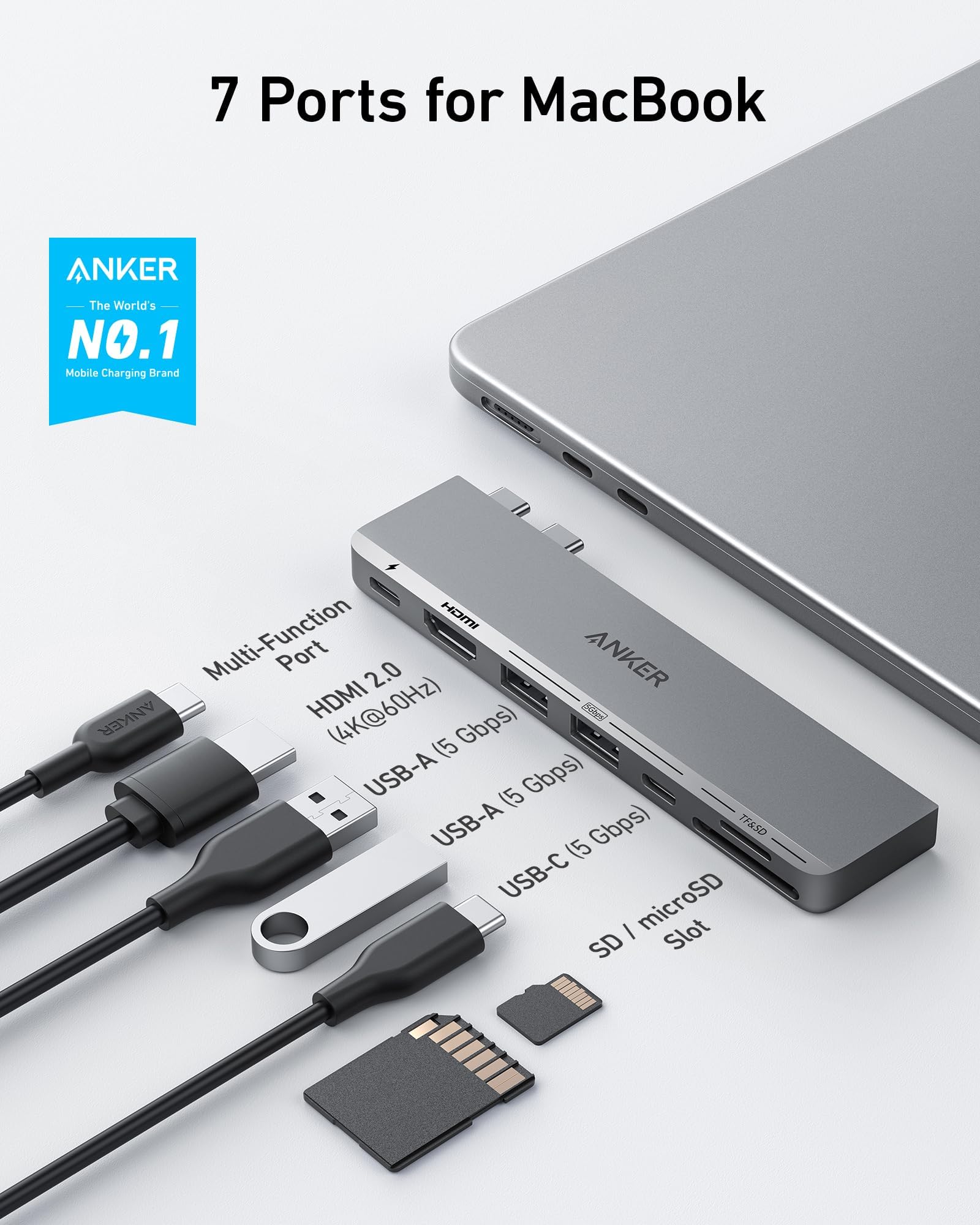 Amazon.com: Anker USB C Hub for MacBook, 7-in-2 with 4K@60Hz HDMI
