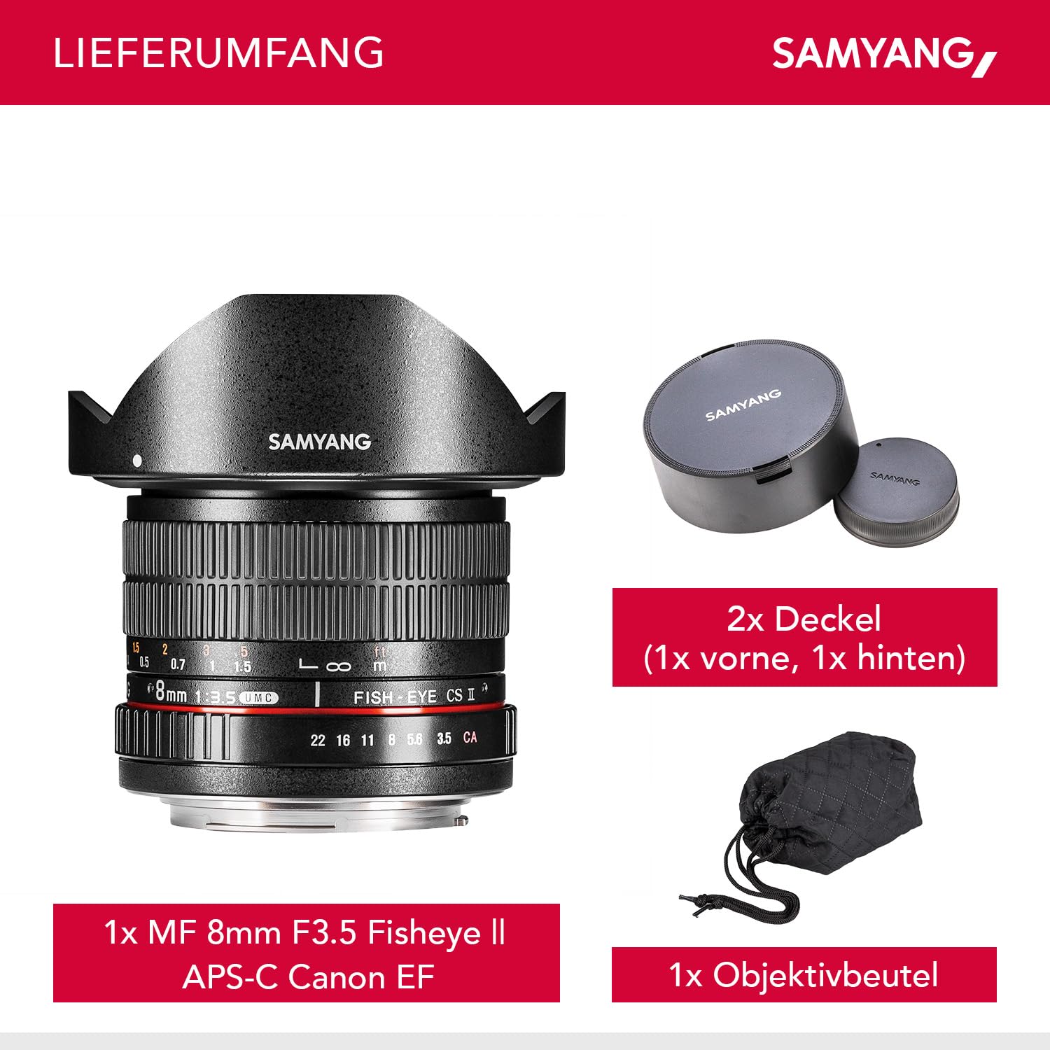 Amazon.com : SAMYANG 8 mm f/3.5 UMC CS II fisheye Lens - for Canon