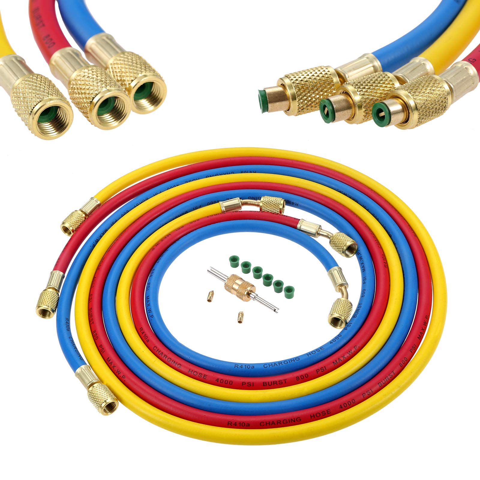 Amazon.co.jp: SURIEEN R410A AC冷媒充電ホースセット 72インチ 3色 1