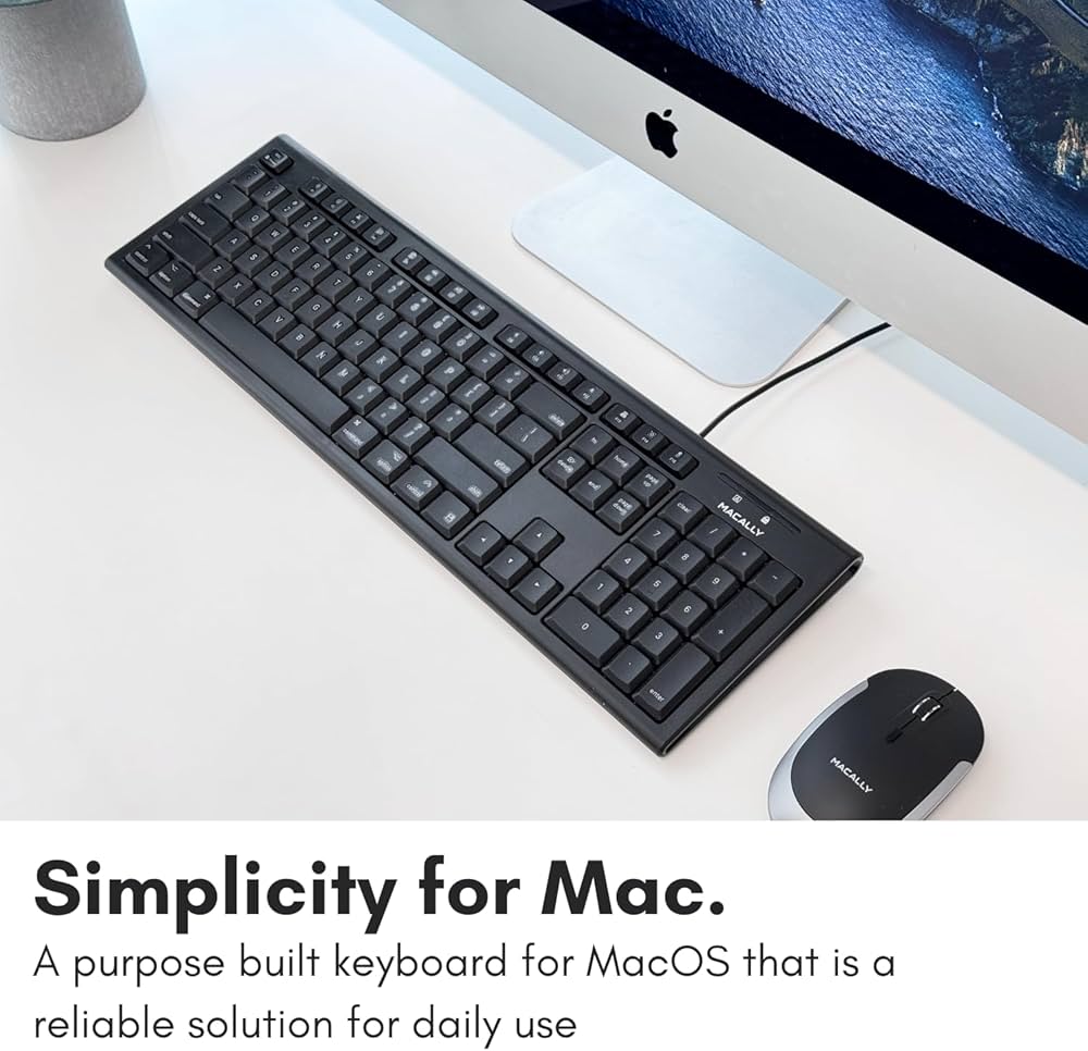 Amazon | Macally フルサイズUSB有線キーボードfor Mac Mini/Pro、iMac