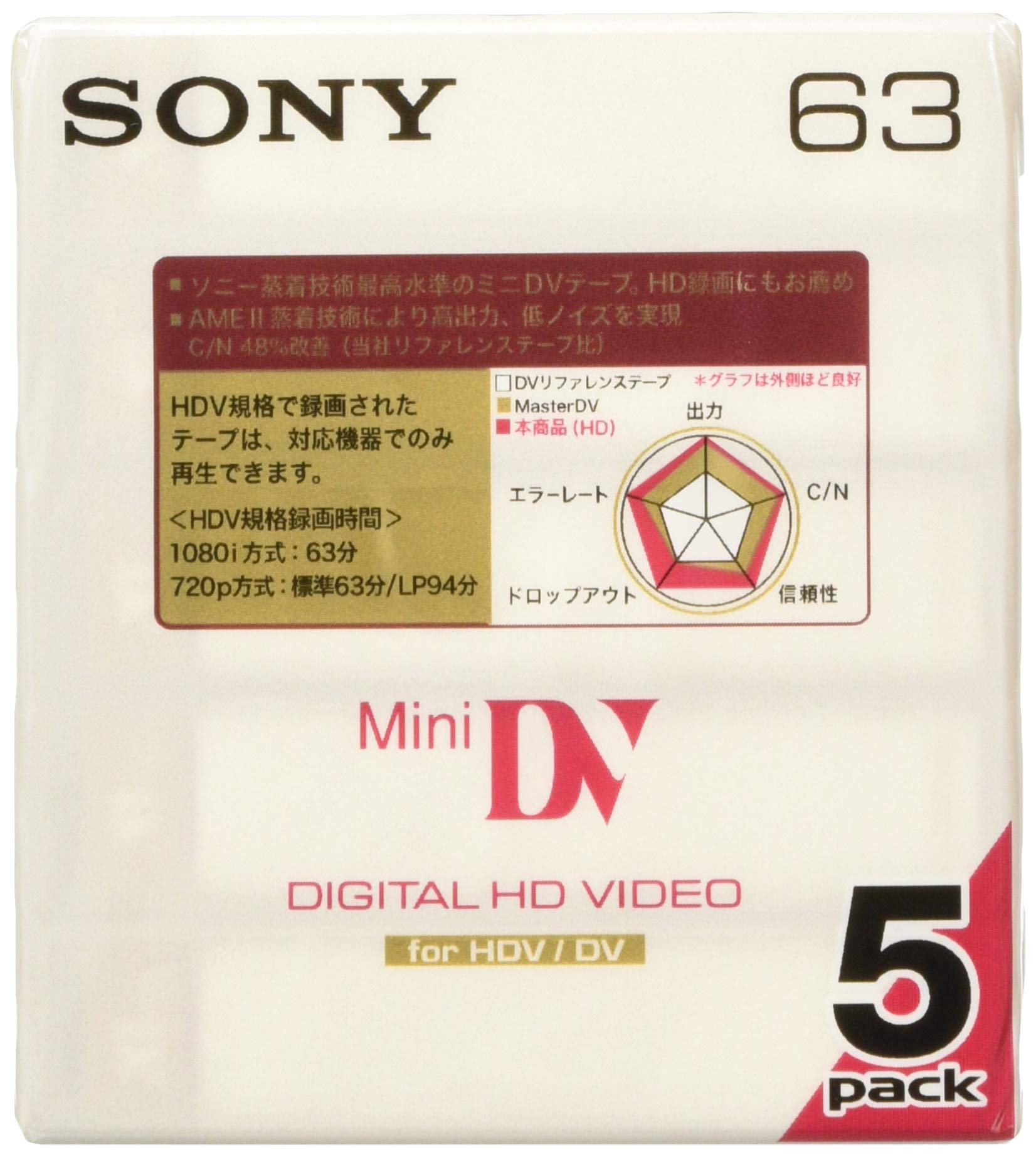 Amazon | ソニー SONY ミニDVカセット テープ 5DVM63HD | Sony | miniDV