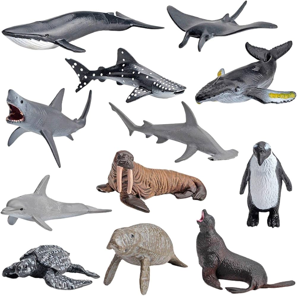 Amazon.co.jp: 動物フィギュア 海洋フィギュアセット 動物模型 12点