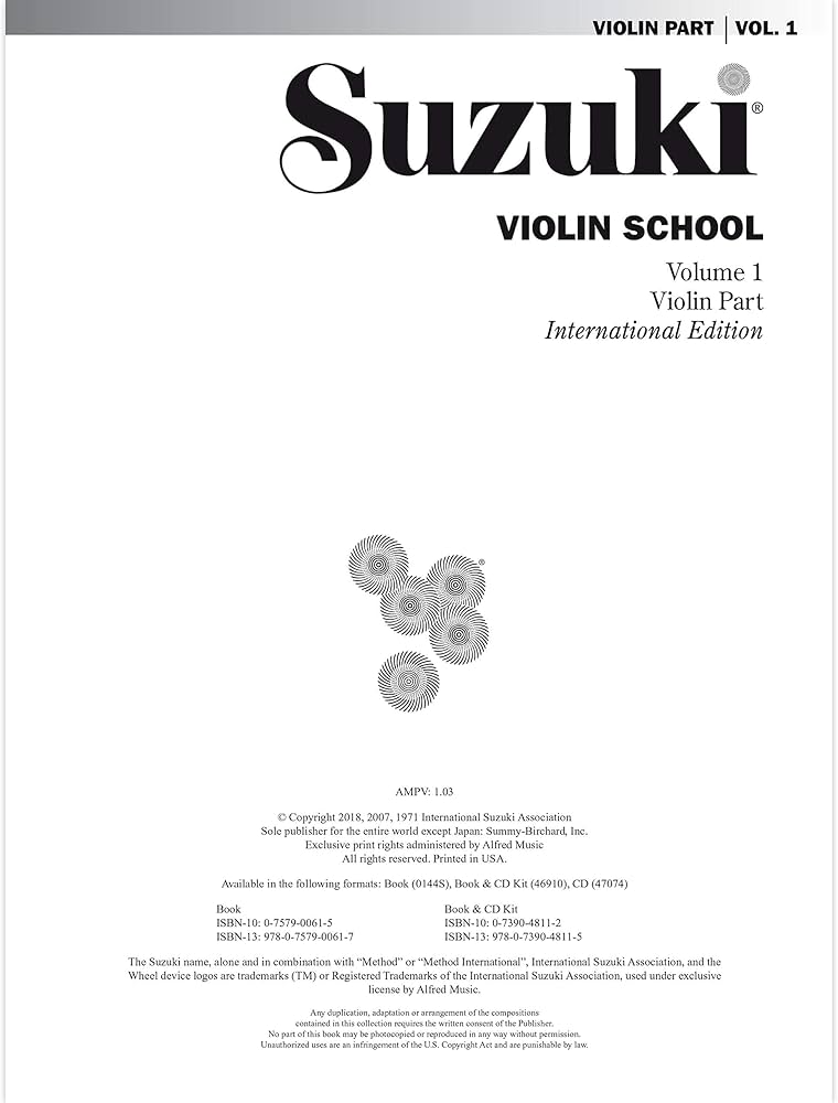 Amazon.com: Suzuki Violin School, Vol 1: Violin Part