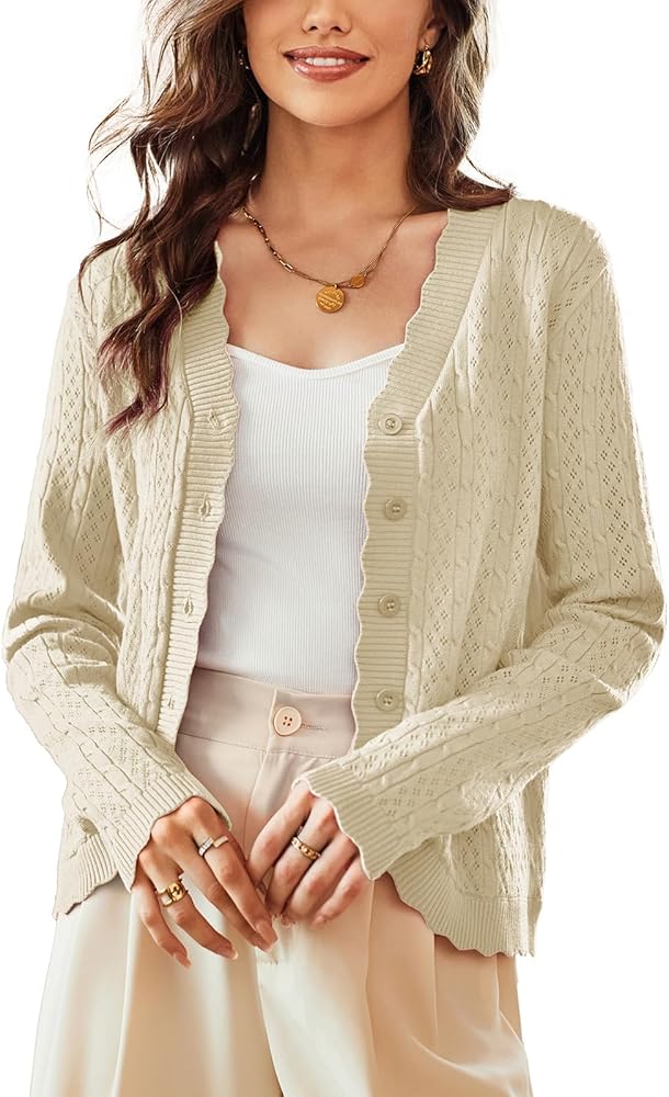 KANCY KOLE Cropped Cardigan Sweater for Women Lightweight Long
