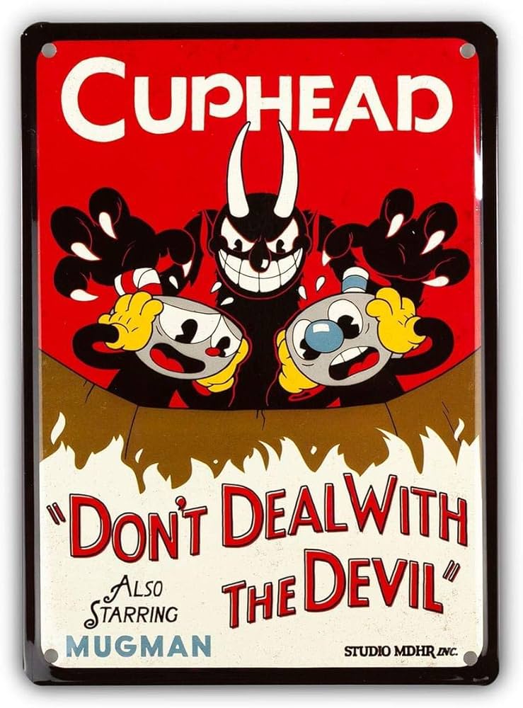 Cuphead Collectibles | Cuphead Don't Deal With The Devil Tin Sign