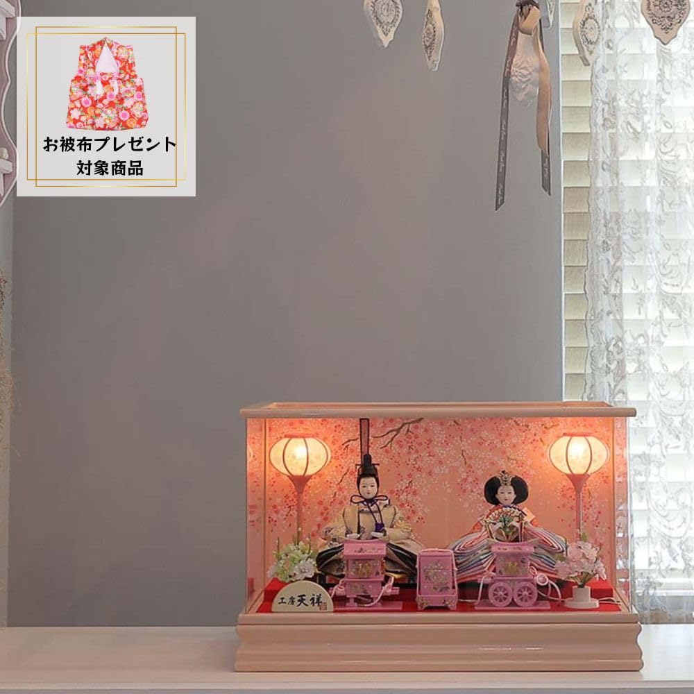 Amazon.co.jp: 人形工房天祥 雛人形 ケース飾り 二人飾り 間口（横幅