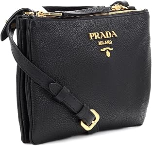 Prada Vitello Phenix Gold Hardware Black Crossbody 1BH046