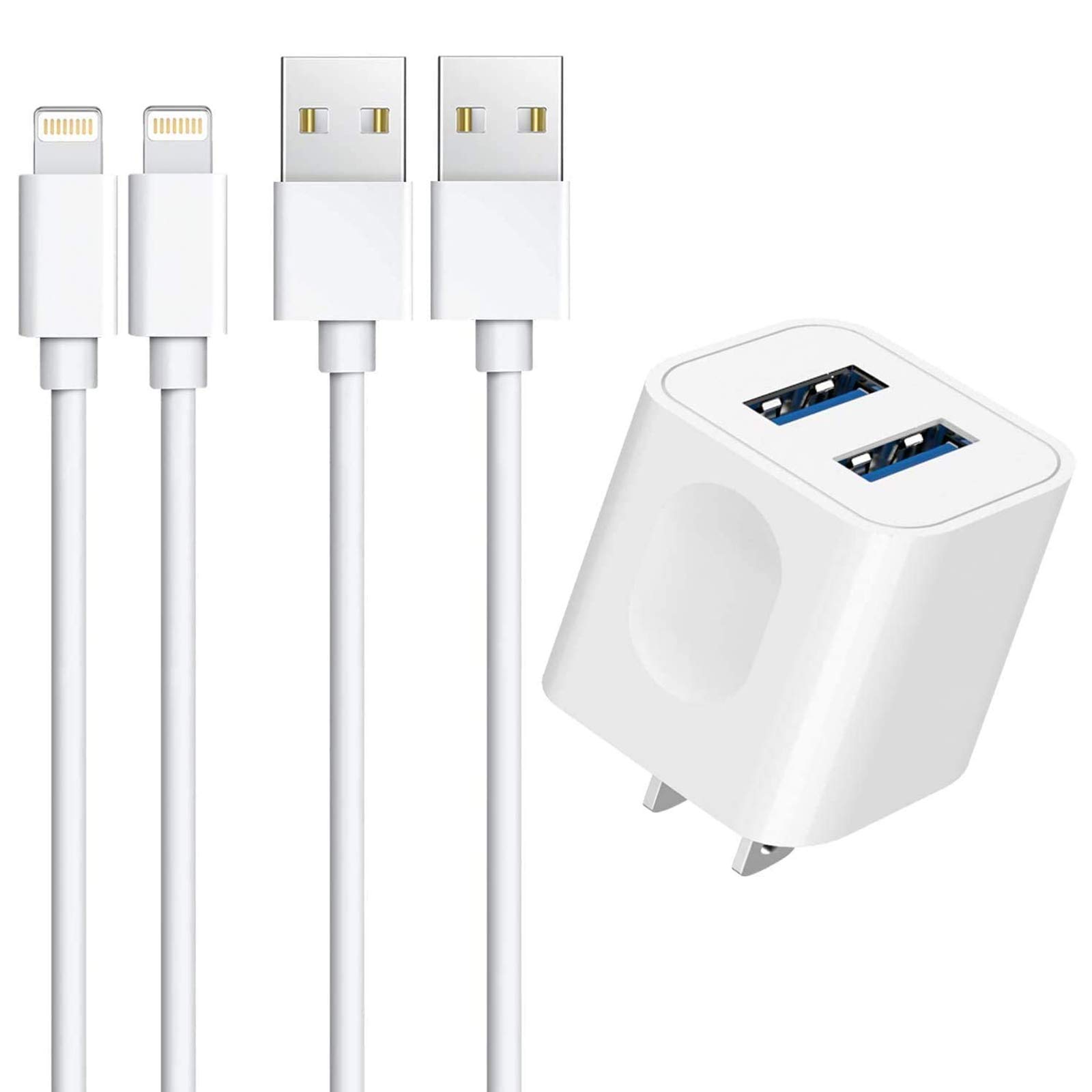 Amazon | USB 充電器 2ポート 12W ACアダプター 1M 充電ケーブル 2本
