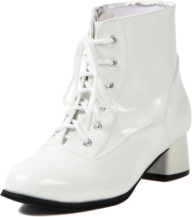 Amazon | ブーティー エナメルショートブーツ ホワイト (白エナ, 608-8