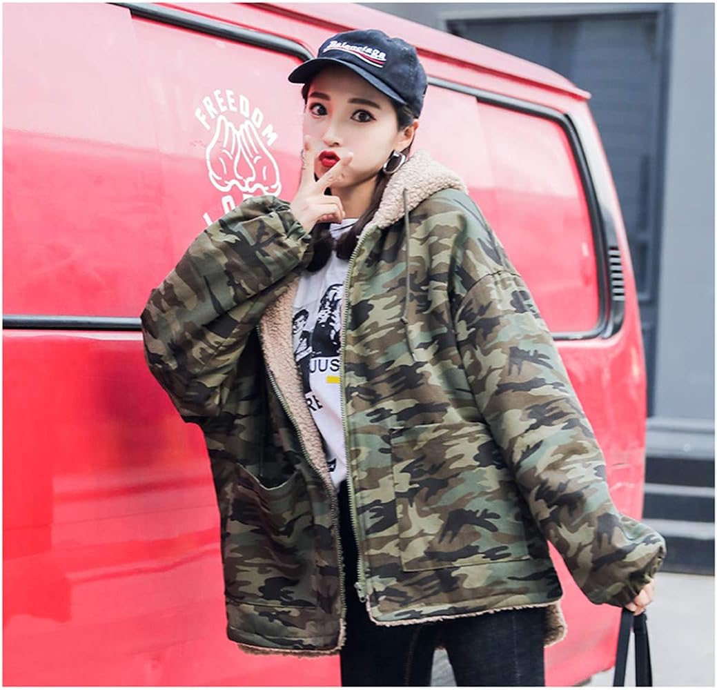 Amazon | [セイーワイ] bf 迷彩柄 ダウンコート レディース 長袖 棉服