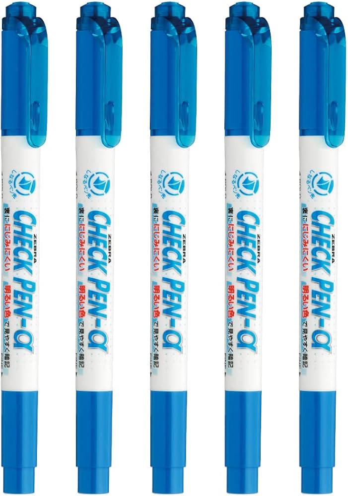 Amazon.co.jp: ゼブラ 水性ペン 暗記用 チェックペン アルファ 青 5本