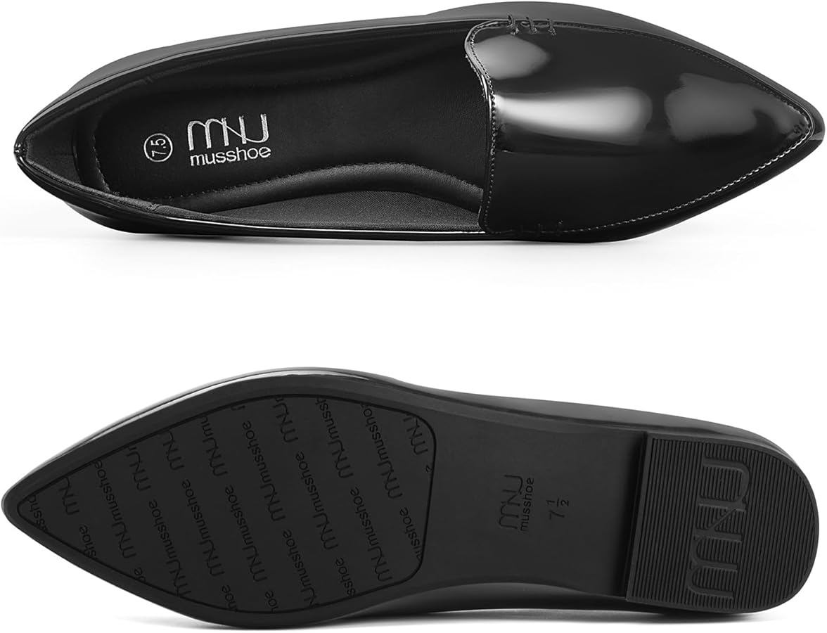 Amazon.com | MUSSHOE Pointed Toe Flats for Women: Comfortable