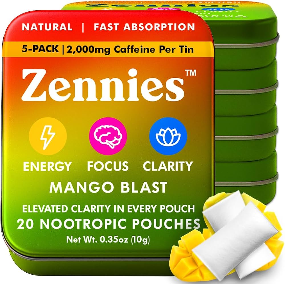 Amazon.com: Zennies Caffeine Nootropic Pouches with Alpha GPC, L