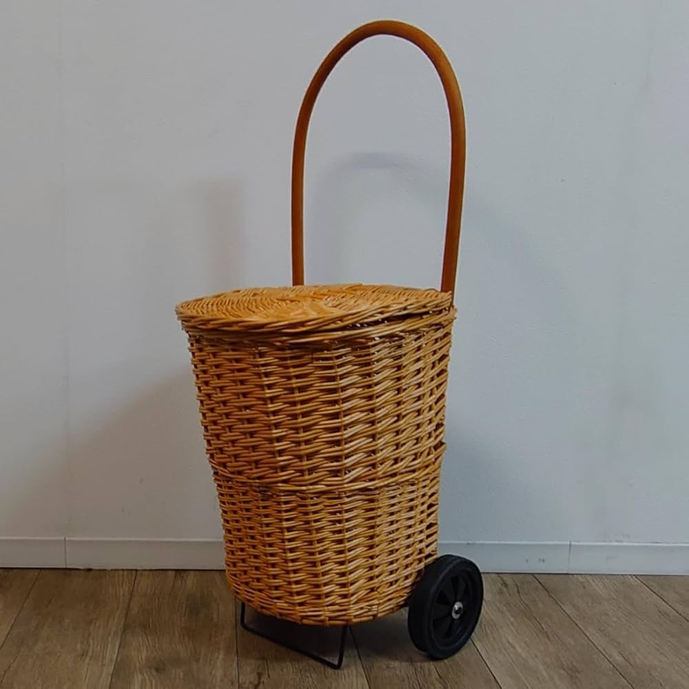 Amazon｜買い物カート ショッピングカート キャリーバスケット 籐
