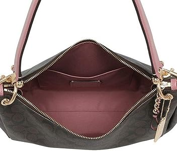 Coach MIA Shoulder Bag Signature Canvas Brown Pink Rose Gold