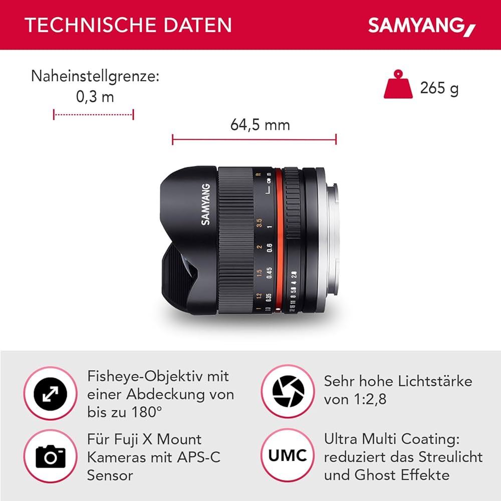 Amazon | SAMYANG 単焦点魚眼レンズ 8mm F2.8 II ブラック フジ