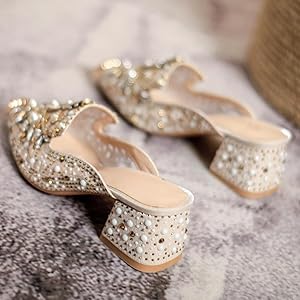 Amazon.com | Women's Mules with Pearls Pointed Toe Crystal