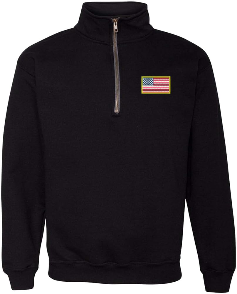 ALLNTRENDS Adult Zip Collar Sweatshirt USA Flag Embroidered US Top