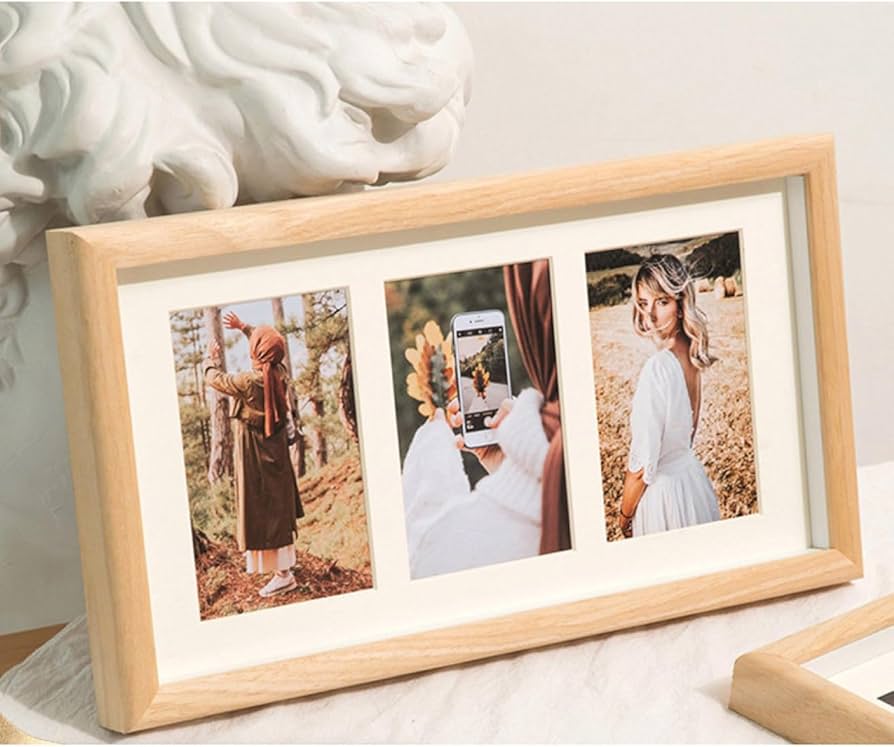 Amazon.co.jp: [LSDZW] 飾れる フォトフレーム 横長 3窓 木製 おしゃれ