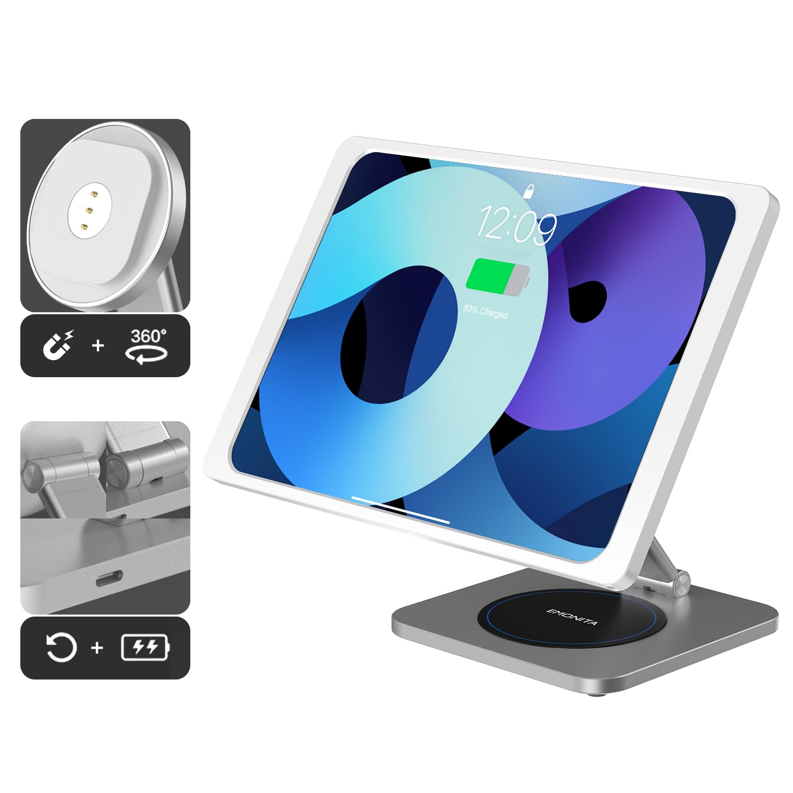 Amazon.co.jp: EMONITA マグネットスタンド 充電ケース付き iPad Air