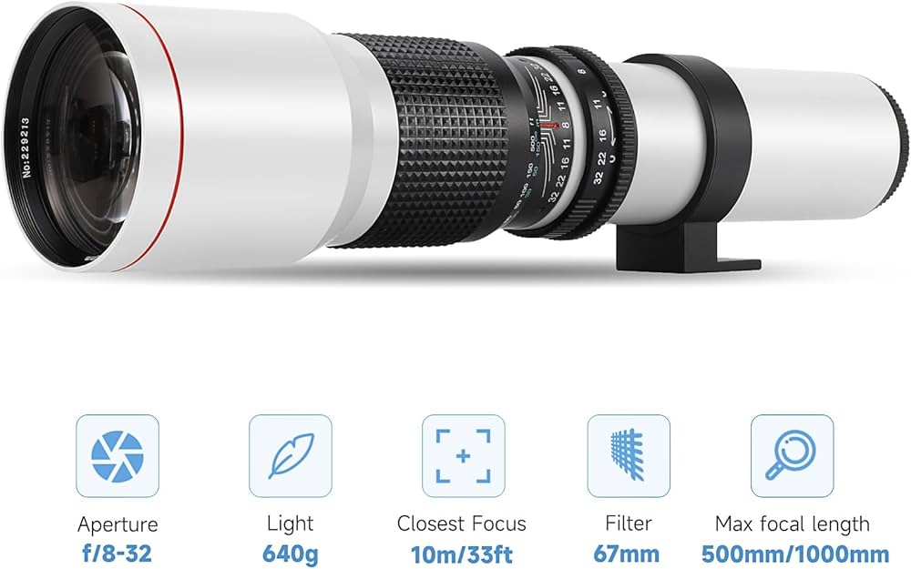 Amazon.co.jp: JINTU 500mm / 1000mm f/8 マニュアル超望遠レンズa7r