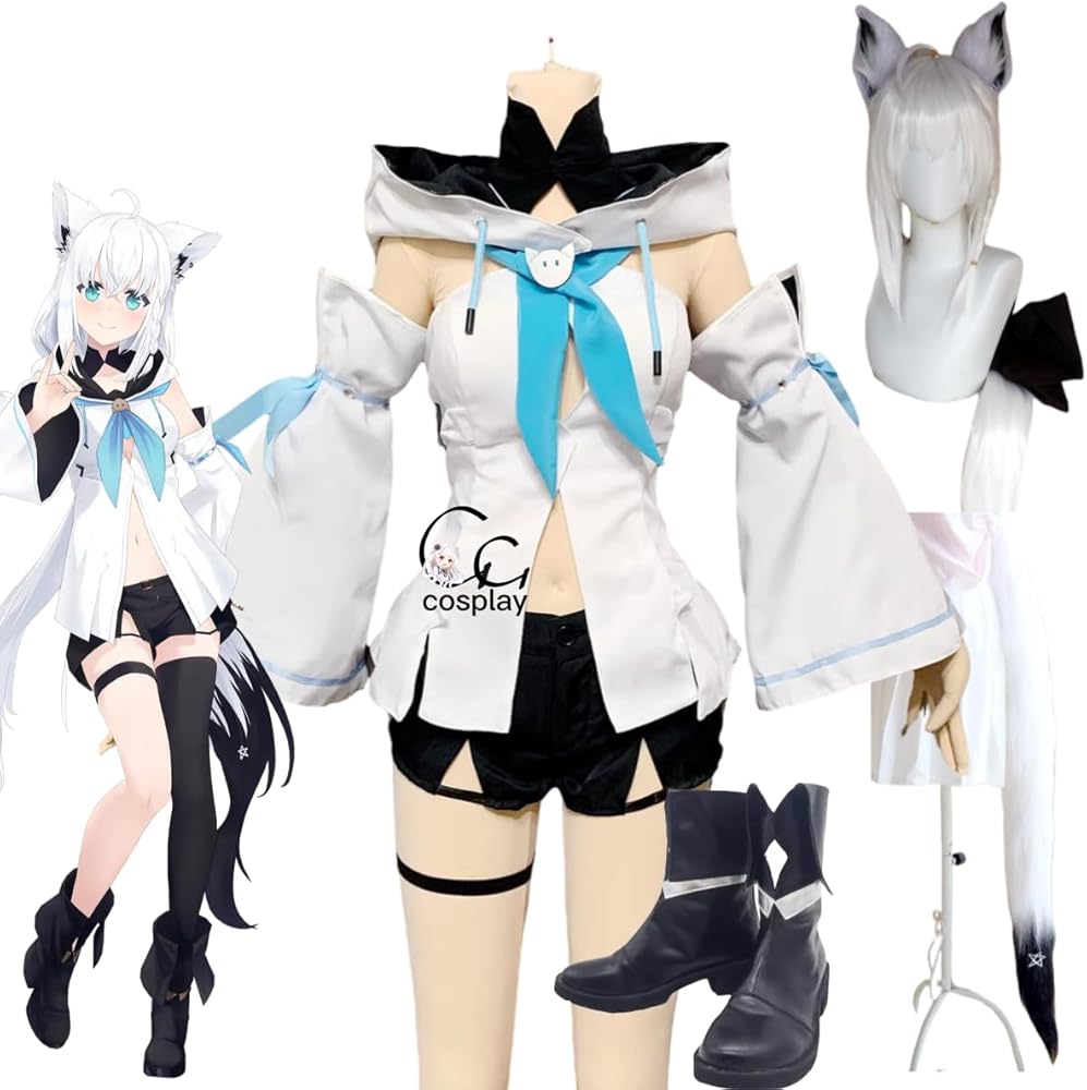Amazon.co.jp: GGcosplay VTuber 白上フブキ コスプレ衣装 ウィッグ