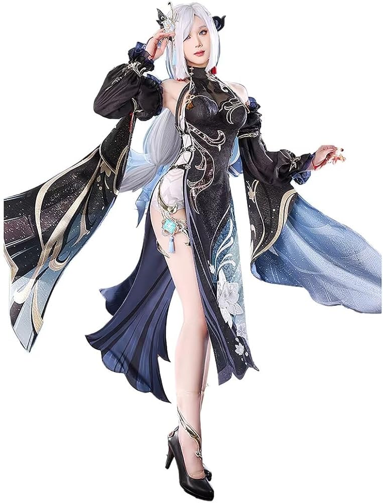 Amazon.co.jp: [エルフ森林] 申鶴 しんかく コスプレ 衣装+ウィッグ 原