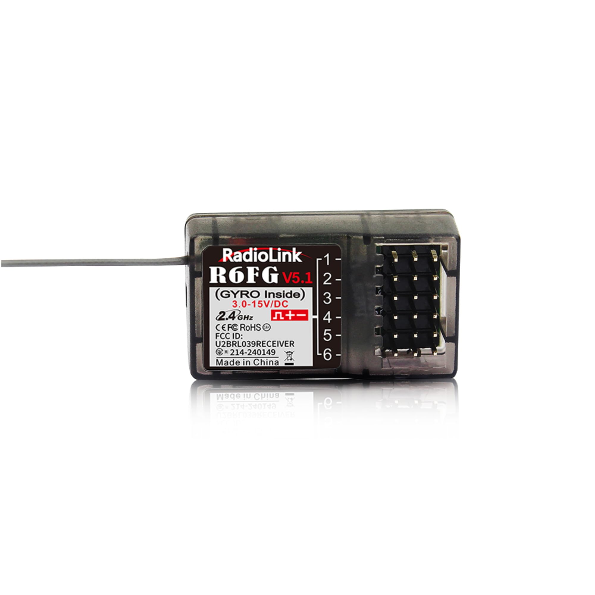 Radiolink R6FG 6 Channels RC Gyro Receiver 2.4G HV Servo Long