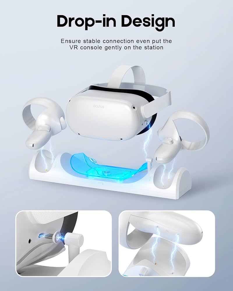 BINBOK VR Charging Dock for Meta Quest 2 with LED Light, Magnetic