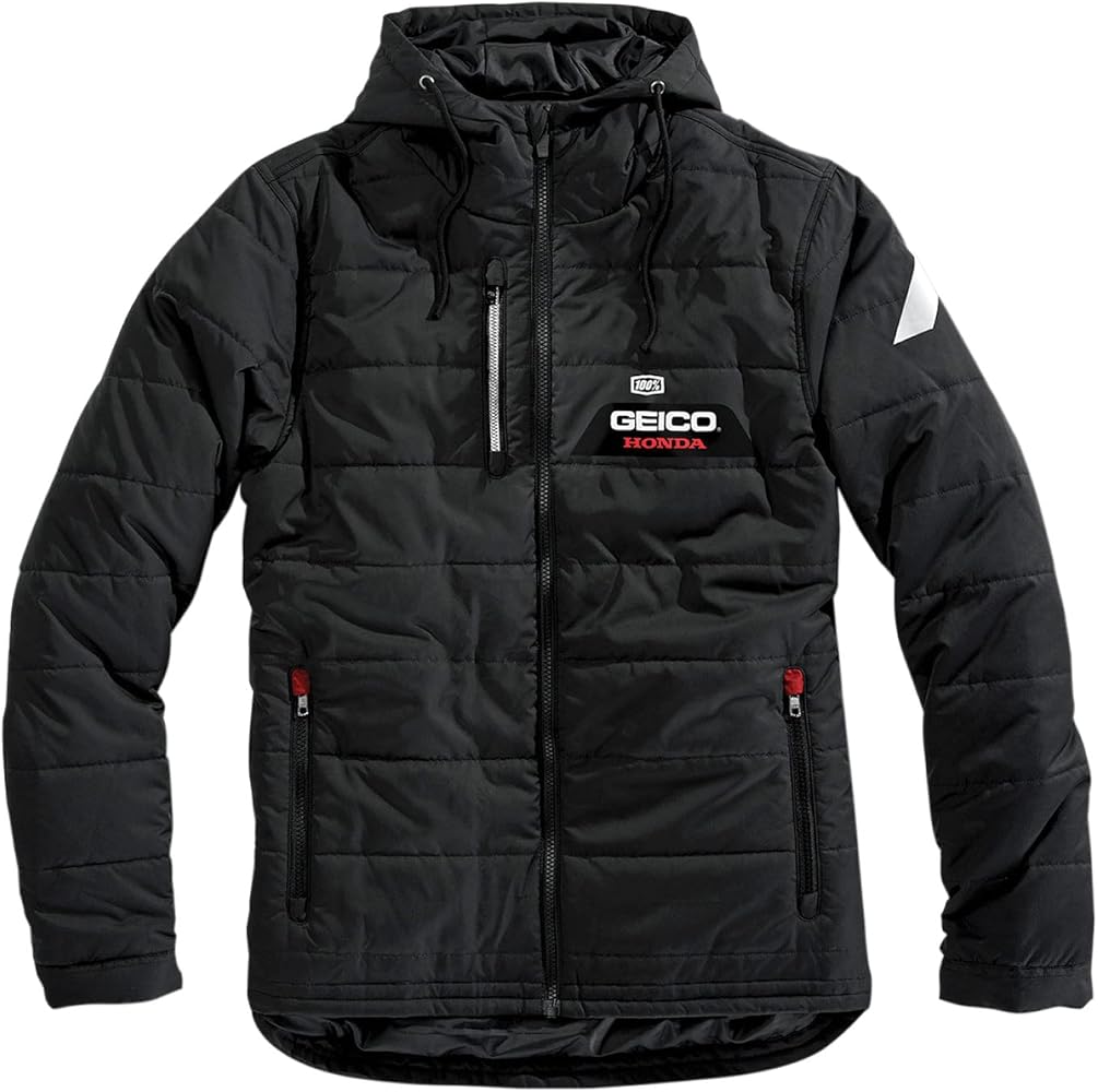 100% Men's Alpha Geico/Honda Hooded Jackets,Medium,Black at Amazon