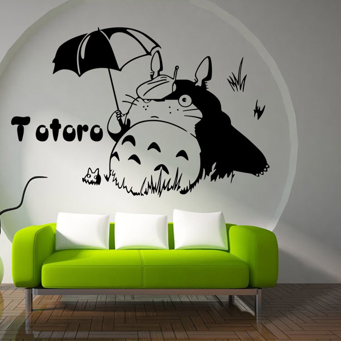 Amazon｜YUFENG 木の枝に座るトトロ ウォールデコデカール 保育室用